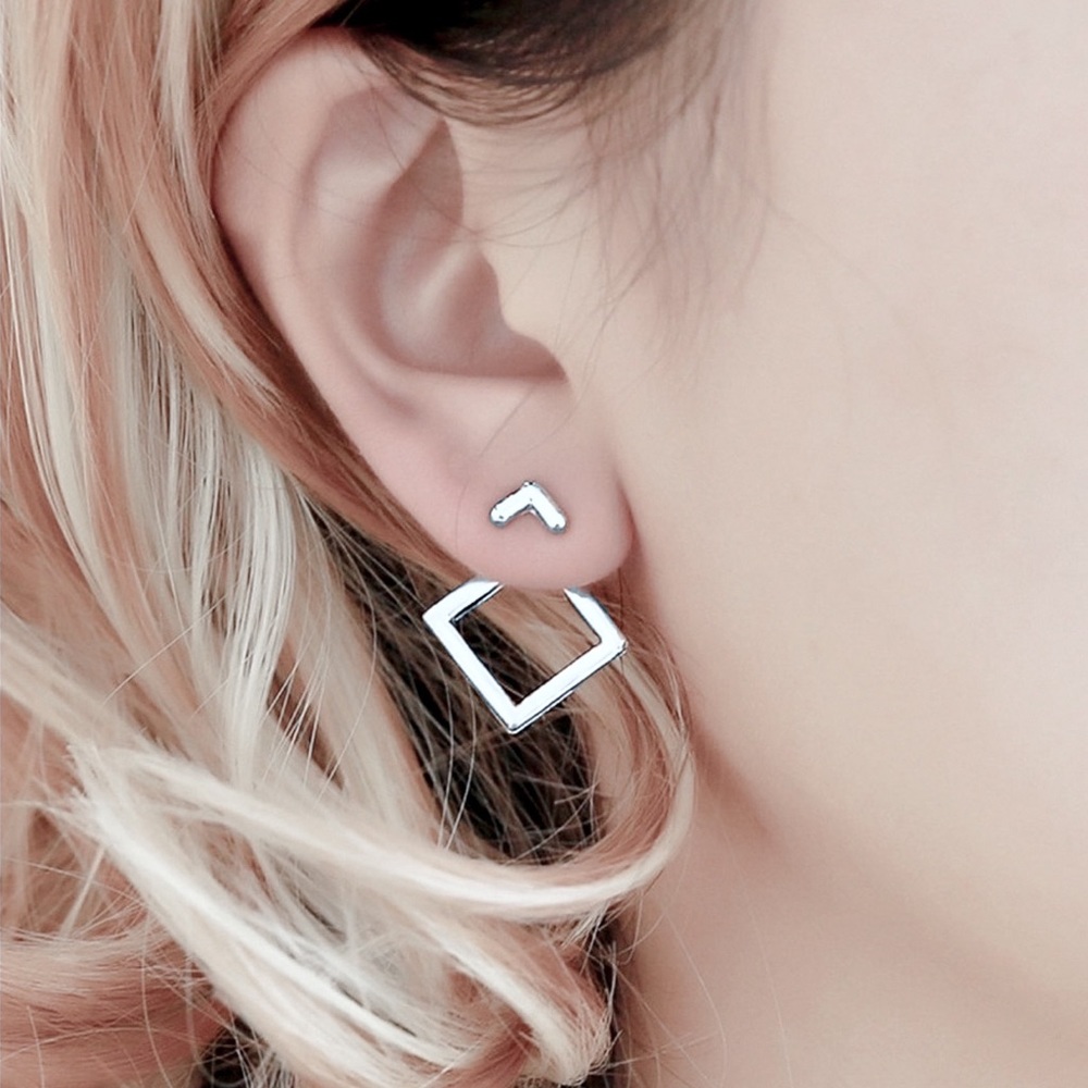 Minimalist Silver Square Studs & Jackets